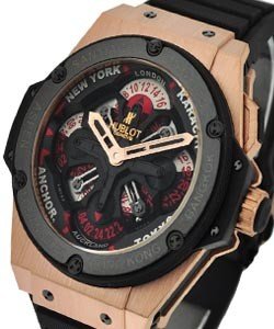 King Power Big Bang Unico GMT King Gold Ceramic Rose Gold on Black Rubber Strap with Skeleton Dial