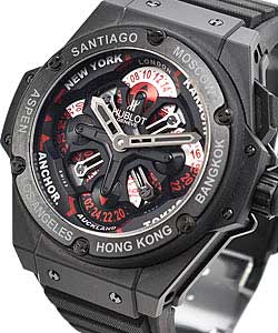 King Power Big Bang Unico GMT in Black Ceramic on Black Rubber Strap with Skeleton dial
