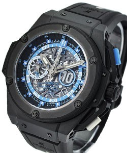 Maradona II King Power in BlackCeramic on Black Rubber with Blue Skeleton Dial