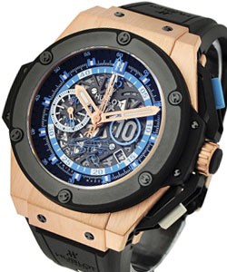 Maradona King Power Big Bang in Rose Gold Ceramic Bezel - Skeleton Dial with Blue Accents