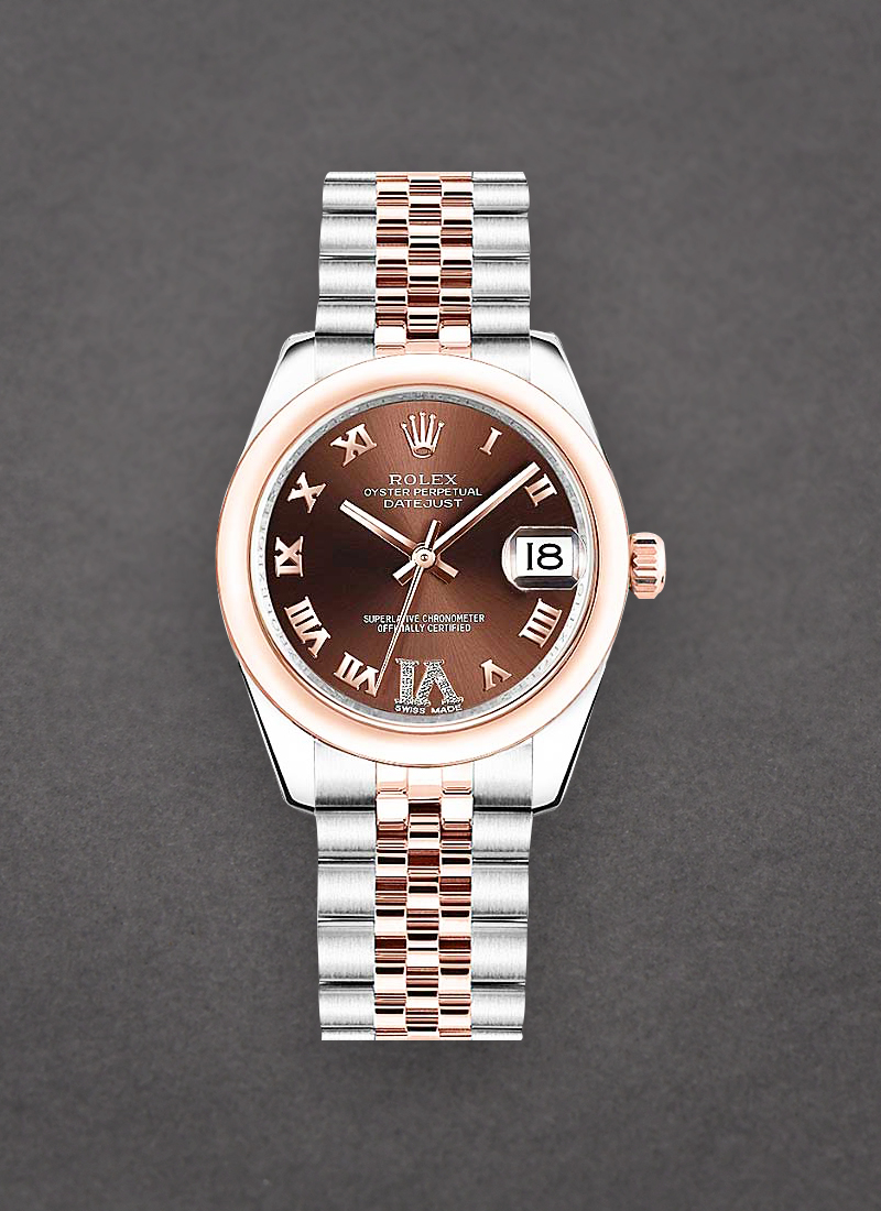 Rolex Unworn Datejust in Steel with Rose Gold Domed Bezel