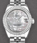 Datejust 31mm in Steel with Diamond Bezel on Jubilee Bracelet with Mother of Pearl Roman Dial