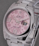 Datejust 36mm in Steel with Domed Bezel on Steel Oyster Bracelet with Pink Floral Dial