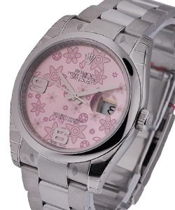 Datejust 36mm in Steel with Domed Bezel on Steel Oyster Bracelet with Pink Floral Dial