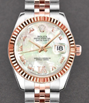 Ladies Datejust 2 Tone 26mm with Rose Gold Fluted Bezel on 2 Tone Jubilee Bracelet with MOP Roman Dial