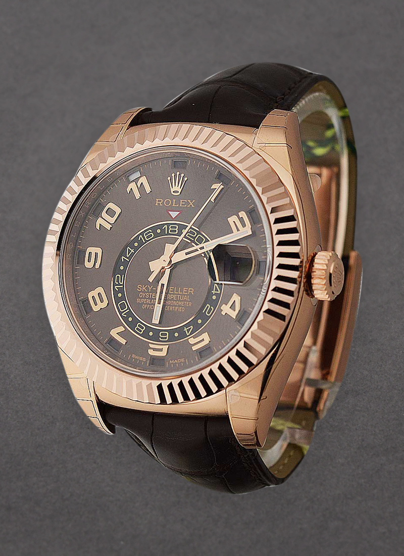 Rolex Unworn Sky Dweller 42mm in Rose Gold with Fluted Bezel