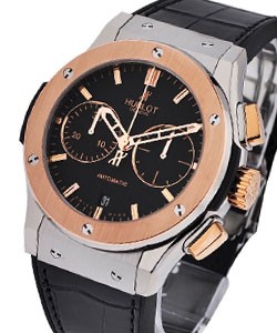 Classic Fusion 45mm - Bicolor - Titanium King Gold Titanium & RG on Leather & Rubber Strap with Black Dial