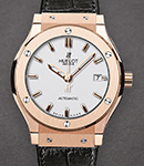 Classic Fusion 45mm in Rose Gold on Black Leather Strap with Opaline White Dial