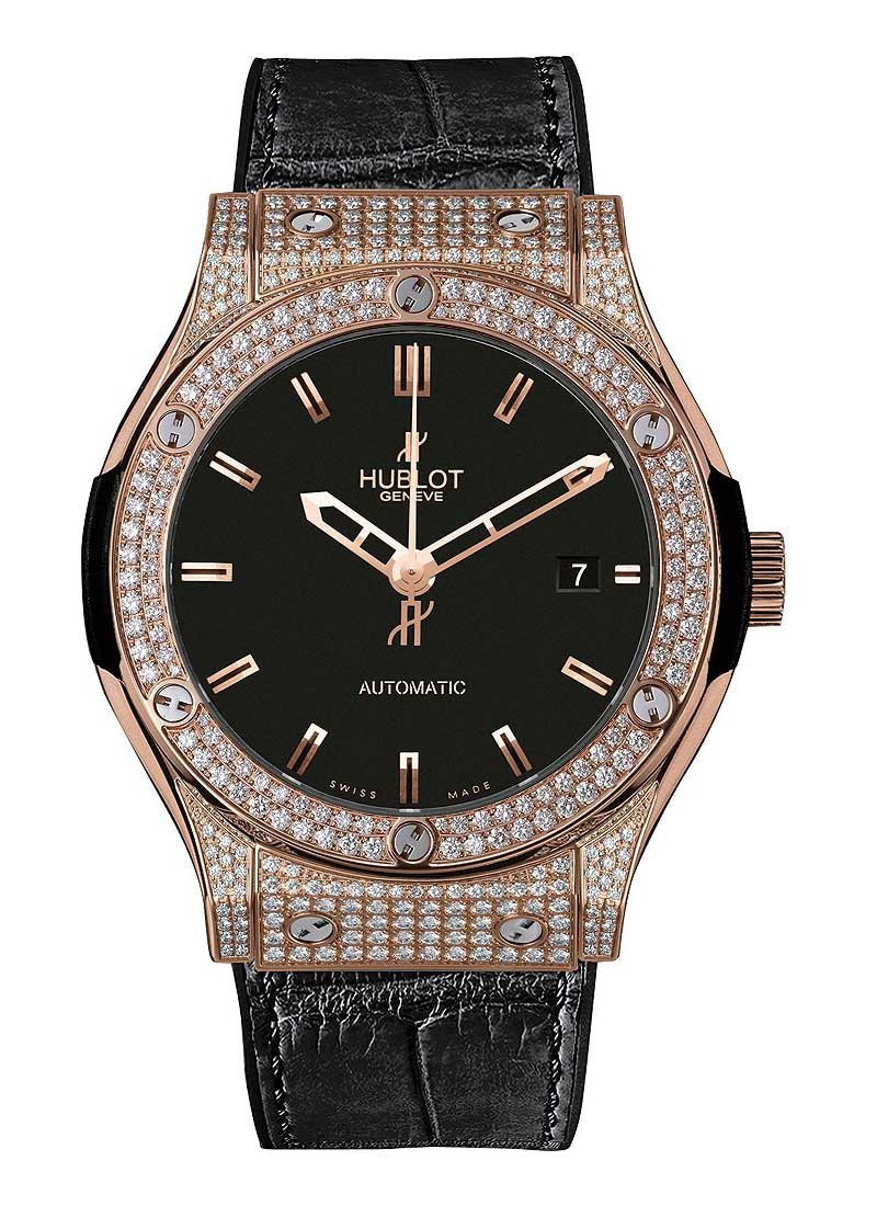 Hublot Classic Fusion 45mm in King Gold with Pave Diamond Bezel