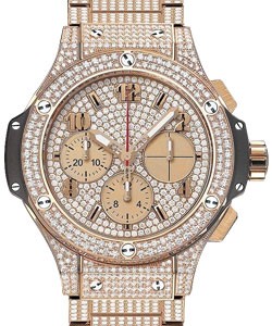 Big Bang 41mm in Rose Gold with Full Pave Diamond Bezel on Rose Gold Bracelet with Pave Diamond Dial