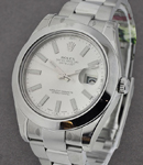 Datejust II 41mm in Steel with Smooth Bezel On Steel Oyster Bracelet with Silver Index Dial