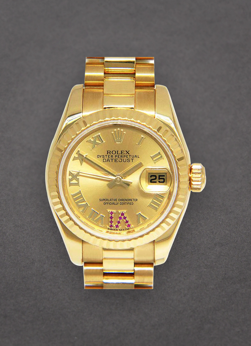 Rolex Unworn President Ladies 26mm in Yellow Gold with Fluted Bezel