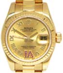 President Ladies 26mm in Yellow Gold with Fluted Bezel on President Bracelet with Champagne Roman Dial - Rubo VI