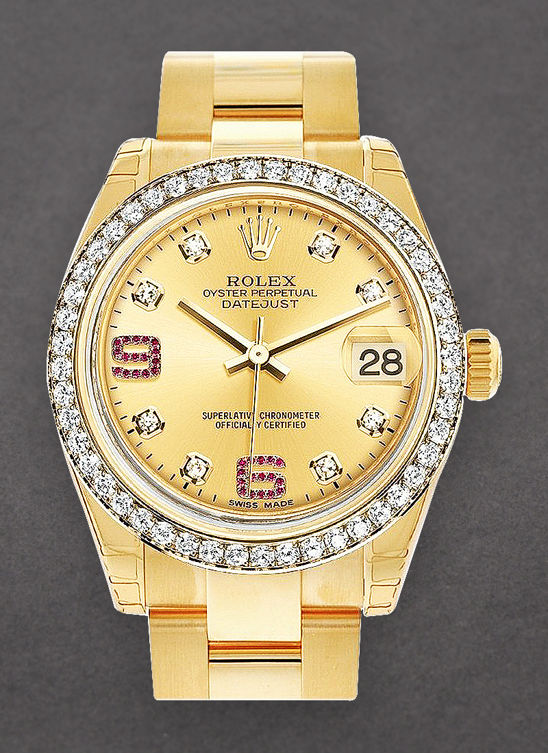 Rolex Unworn Datejust 31mm in Yellow Gold with Diamond Bezel