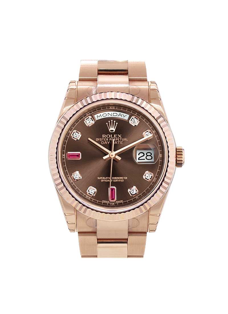 Rolex Unworn Day-Date President in Rose Gold with Fluted Bezel