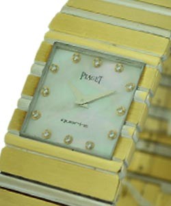 Piaget Mens Square Polo White and Yellow Gold Pave Diamond Bracelet