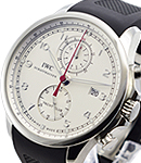 Portuguese Yacht Club Chronograph in Steel on Black Rubber Strap with Silver Dial