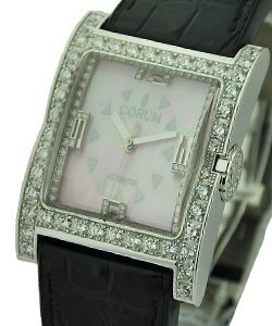Square Bubble with Diamond Bezel White Gold on Strap