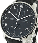 Portuguese Chrono 40.9mm Automatic in Steel on Black Crocodile Leather Strap with Black Dial