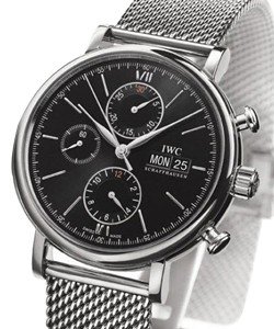 Portofino Chronograph in Steel on Steel Bracelet with Black Dial