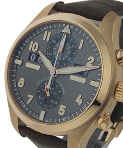 Spitfire Perpetual Calendar Digital Date - Month in Rose Gold on Brown Alligator Leather Strap with Ardoise Dial