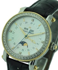 Masterpiece Phase de Lune Dame Automatic in Steel Steel Case with Gold Bezel on Strap with Silver Dial