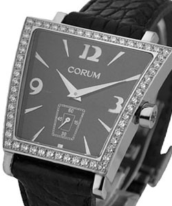 Trapeze with Diamond Bezel Steel on Strap with Black Dial
