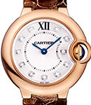 Ballon Bleu 28mm in Rose Gold on Brown Crocodile Leather Strap with Silver Diamond Dial