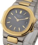 Nautilus Lady's in 2-Tone on Steel and Yellow Gold Bracelet with Black Dial