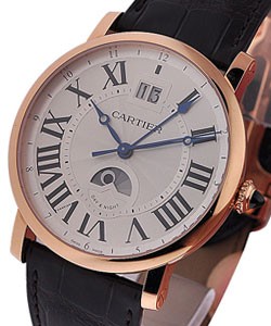 Rotonde Large Date GMT in Rose Gold on Brown Leather Strap with White Dial