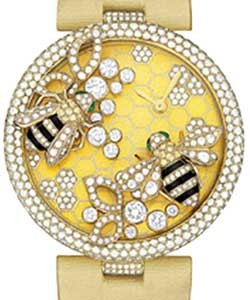 Bees Decor Watch with Diamonds - Limited Edition Yellow Gold on Strap with Yellow Gold Enamel Dial