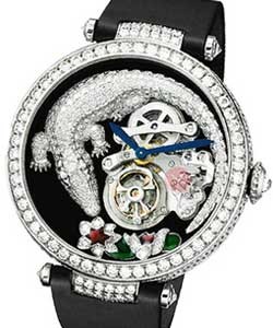 Crocodile Decor - Tourbillon Limited Edition 50pcs White Gold on Black Fabric Strap with White Gold Dial