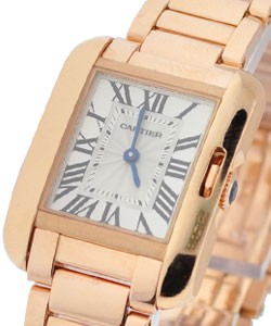 Tank Anglaise Small  Rose Gold on Rose Gold Bracelet with Silver Dial