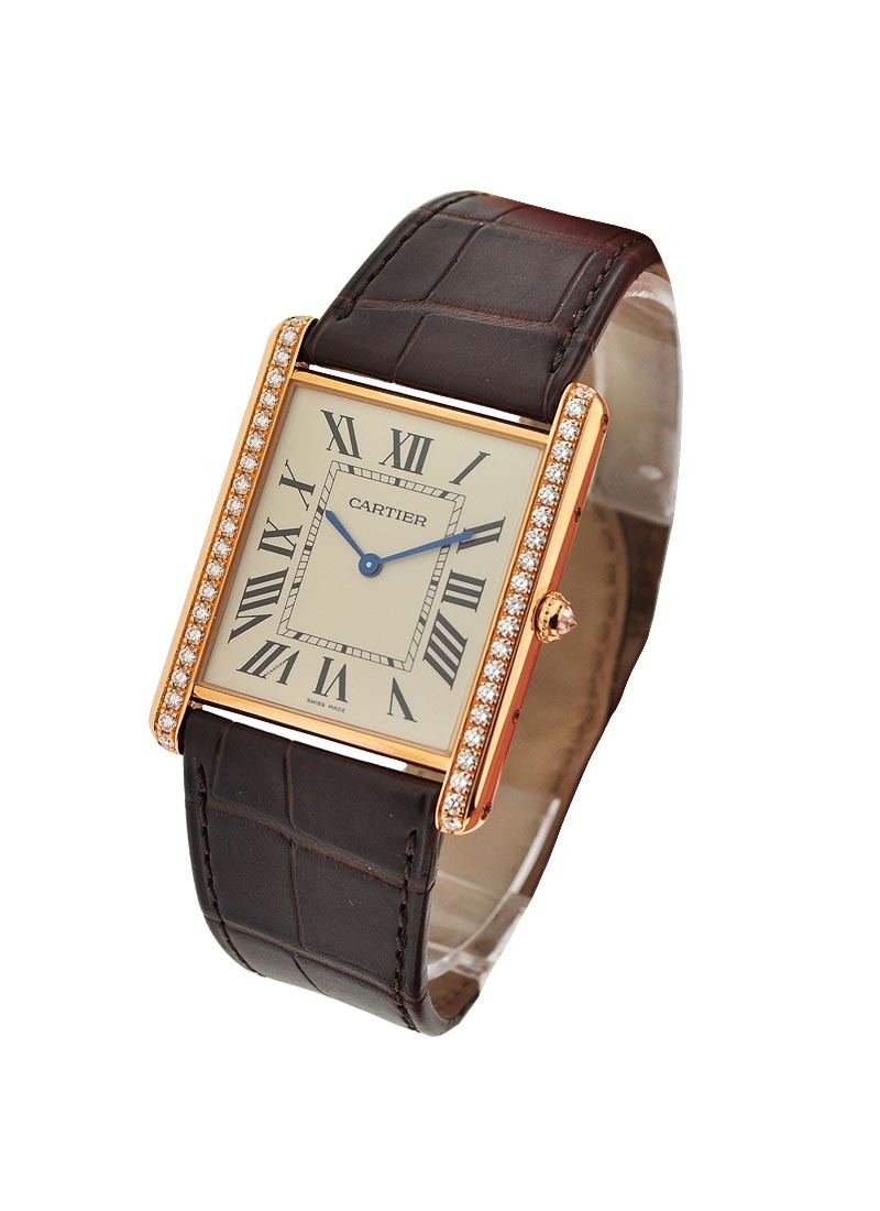 Cartier Tank Louis Rose Gold Diamond Burgundy Strap Ladies Watch WJTA0010  Papers in 2023