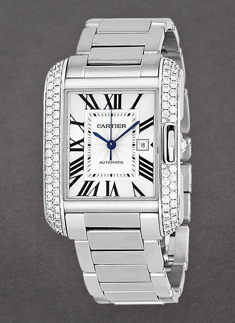 Cartier Tank Anglaise - 18K Gold Automatic with Diamond Bezel