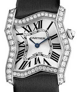Libre Tank Folle with Diamonds White Gold on Black Fabric Strap with Silver Dial