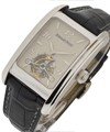 Edward Piguet Tourbillon in White Gold on Strap with Silver Guilloche Dial