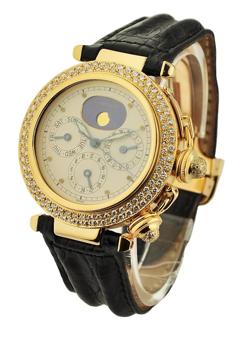 Cartier Pasha Day Date Moon Phase with Diamond Bezel