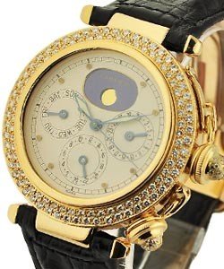Pasha Day Date Moon Phase with Diamond Bezel Yellow Gold on Strap