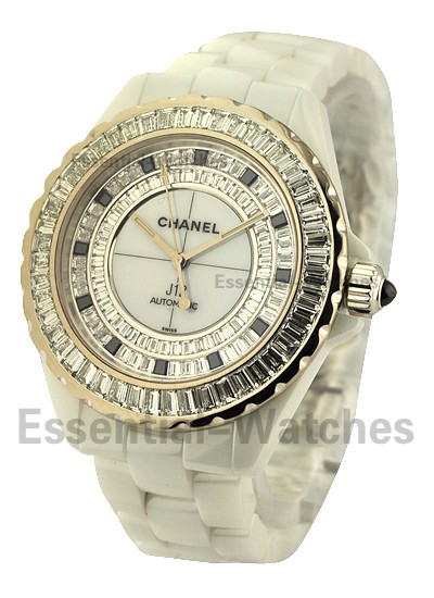 Chanel J12 42mm Automatic in White Gold and Ceramic with Baguette Diamonds Bezel