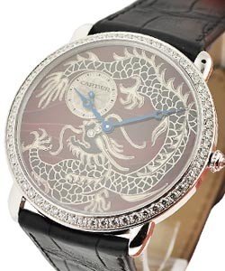 Ronde Louis Cartier with Dragon Dial White Gold Large Size with Diamond Bezel