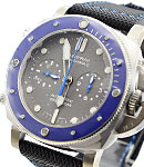 PAM 982 Submersible Chrono Guillaume Nery Edition On Rubber with Grey Dial and Blue Bezl