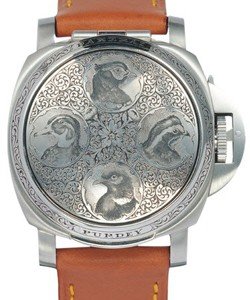 PAM 154 - Special Edition from  2002 -  Purdey 4 Birds Steel on Brown Leather Strap -  Limited to 100 pieces 