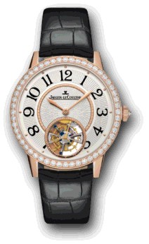 Rendez-Vous Tourbillon in Rose Gold with Diamond Bezel on Black Alligator Leather Strap with Silver Dial