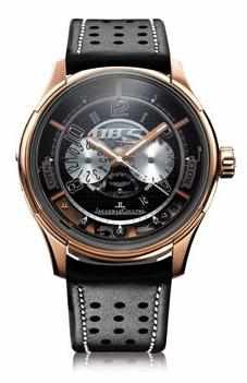 AMVOX2 Rapide Transponder in Titanium with Rose Gold Bezel on Black Calfskin Leather Strap with Black Dial