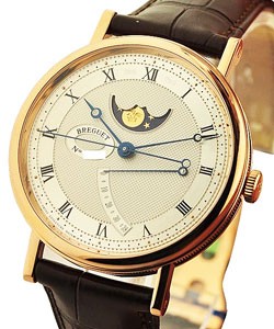 Classique Moon Phase in Rose Gold on Brown Alligator Leather Strap with Silver Dial