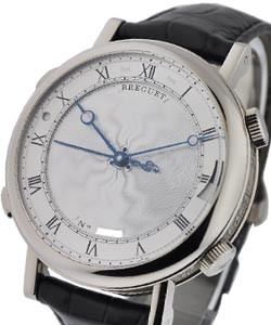 Classique Musical 48mm Automatic in White Gold On Black Alligator Leather Strap with Silver Dial