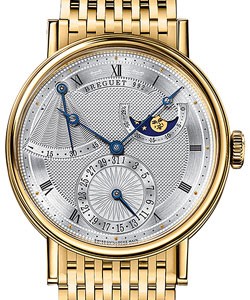 Classique Moonphase Yellow Gold on Bracelet with Silver Dial