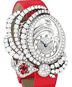  Marie-Antoinette-Dentelle   White Gold-Diamonds on Red Strap with MOP Diamond Dial