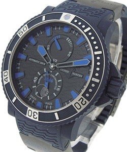Marine Blue Sea Maxi Marine in Steel on Blue Rubber Strap with Black/Blue Dial
